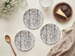 Hermia Juego de Platos de Postre Turquoise Leaf (6 piezas) de Porcelana Multicolor